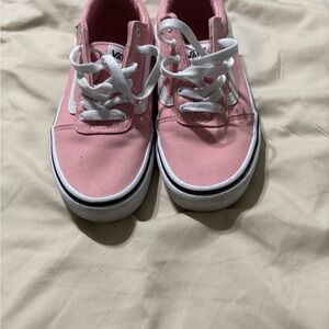 Vans Kids Low-Top Canvas Sneakers in Pink and White